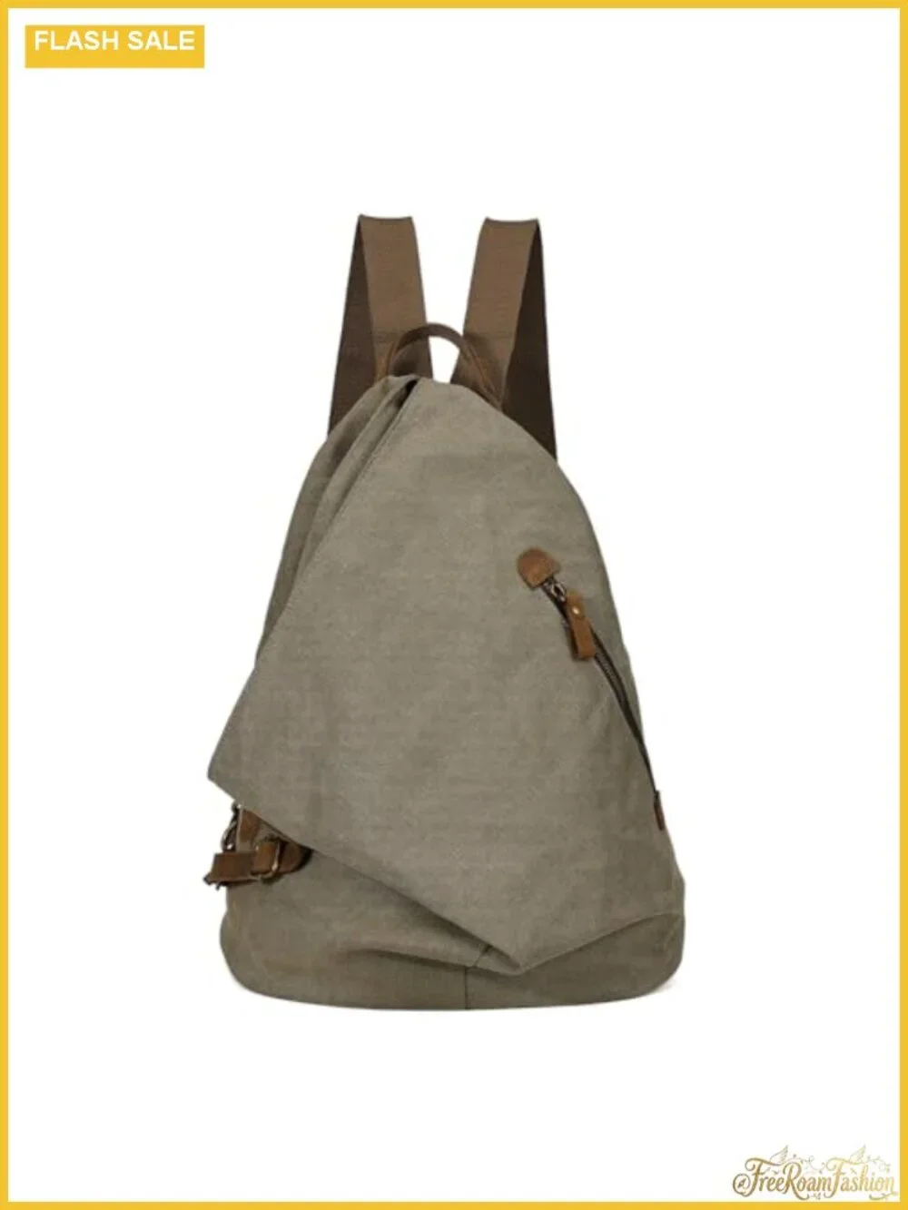 Canvas Vintage Backpack - Waterproof Leather Trim Casual Daypack for Travel
